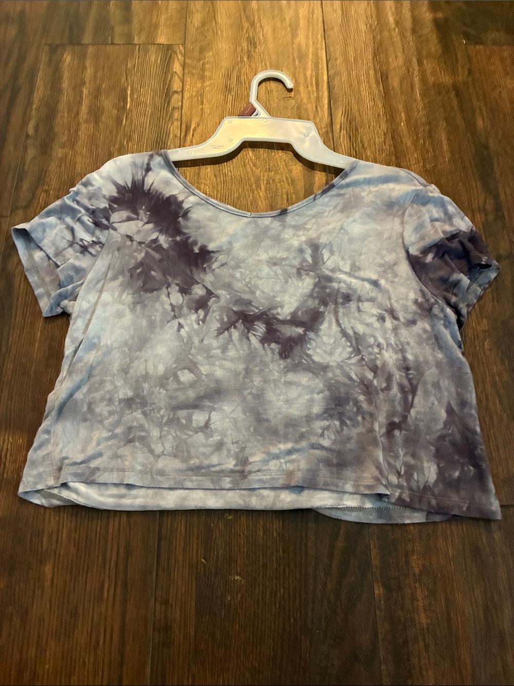Tie-Dye Short Sleeve Crop Top - Grey